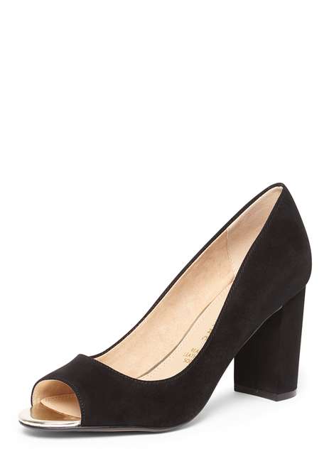 **Lily & Franc Black 'Jen' Heeled Court Shoes